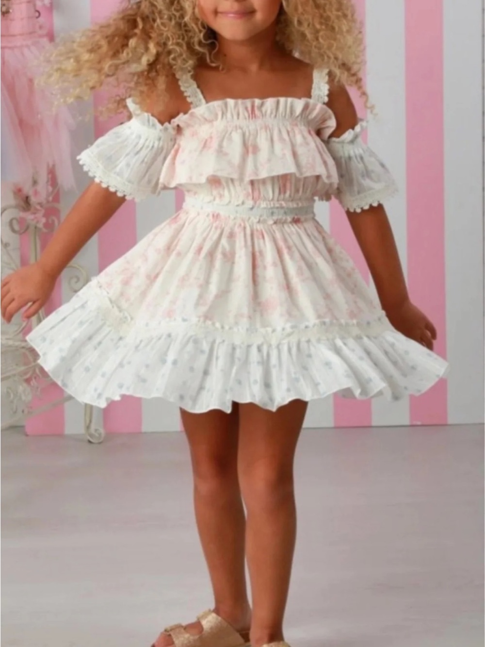 Ooh! La, La! Couture Pale Pink & White Ruffle Sundress